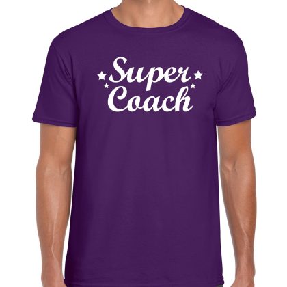 Bellatio Decorations Super coach cadeau t-shirt paars heren