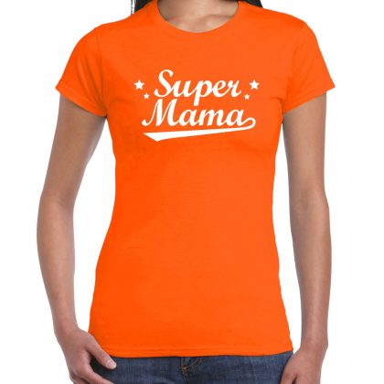 Bellatio Decorations Super mama cadeau t-shirt oranje dames