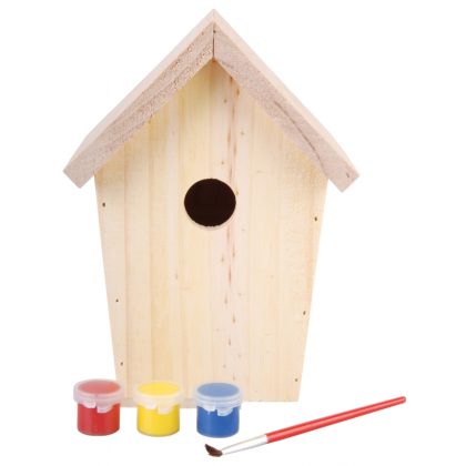 Merkloos Vogelhuisje DIY - inclusief verf - hout - 20 cm