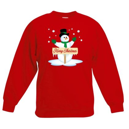 Bellatio Decorations Kersttrui met sneeuwpop rood kinderen