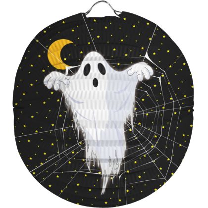 Folat Ronde lampion 22 cm spook zwart