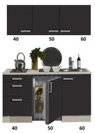 Keuken Kitchenette antraciet 150cm met drie laden RAI-3001