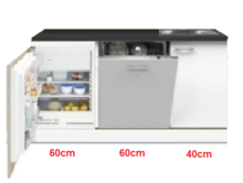 Keuken 3-in-1 minikeuken + vaatwasser + koelkast 160cm RAI-1003