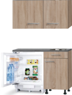 Keukenblok 110cm met inbouw koelkast en rvs spoelbak RAI-435