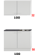 Keuken Kleine keuken 100cm x 50cm diep met rvs spoelbak en wandkasten RAI-9913