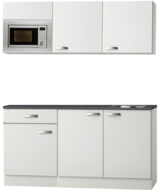 Keuken Kitchenette Lagos wit Hoogglans 180cm met magnetron OPTI-0115