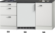 Keuken Kitchenette 150cm wit hoogglans met koelkast RAI-53