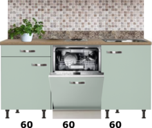 Keuken Rechte keuken 180cm met inbouw vaatwasser en kookplaat RAI-432