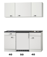 Keuken Kitchenette 130 CM incl koelkast, kookplaat en wandkasten RAI-2255