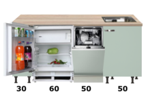 Keuken kitchenette 190cm groen mat incl inbouw koelkast en vaatwasser RAI-4120