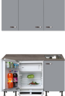 Keuken Kitchenette 160cm grijs met inbouw koelkast en wandkasten RAI-885
