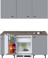 Keuken Kitchenette 180cm grijs met inbouw koelkast RAI-886