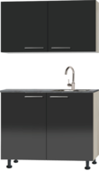 Keukenblok 100cm antraciet glans met wandkasten RAI-4473