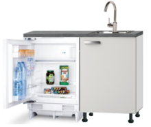 Keuken Kitchenette 120cm wit glans incl inbouw koelkast RAI-04114