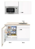 Keuken Kitchenette Lagos wit Hoogglans 120cm met magnetron OPTI-01