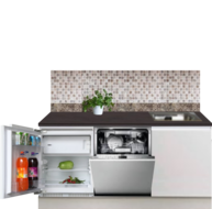 Keuken Kitchenette 170cm greeploos wit met koelkast en vaatwasser RAI-551