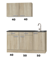 Keuken Kitchenette 140cm Neapel met spoelbak 80cm RAI-180