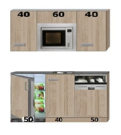 Keuken Kitchenette Neapel 140cm incl magnetroon, koelkast, vaatwasser en boiler RAI-2121