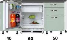 Keuken Kitchenette 150cm met inbouw koelkast 60cm breed RAI-2323