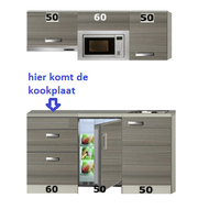 Keuken Kitchenette 160cm incl magnetron, koelkast RAI-2122