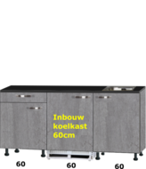 Keuken kitchenette 180cm incl inbouw koelkast RAI-430