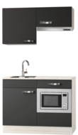 Keuken Kitchenette zwart 120cm met onderbouw magnetron en afzuigkap OPTI-0209