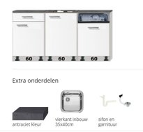 Keuken Kitchenette 180cm invl vaatwasser, wit opstelpoten RAI-885522