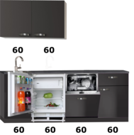 keukenblok 240cm zwart incl apparatuur NEW-024