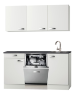 Keuken Kitchenette 160cm wit glans met vaatwasser NEW-4490