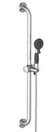 Schütte VITAL Doucheset voor senioren, chroom antikalk nozzles 3 functies en waterstop functie douchekop: Ø ca. 8,5 cm met anti-slip handgreep en extra groot omschakelknop veiligheidsstang van metaa