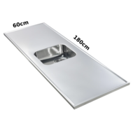 Keuken rvs aanrechtblad opleg 180cm x 60cm RAI-2501