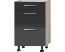 Keuken Onderkast Antraciet hoogglans 50,0x87,0x58,4 cm met drie laden RAI-003291