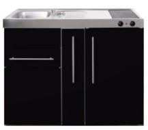 Keuken MP 120A zwart metalic met apothekers la en koelkast RAI-9516