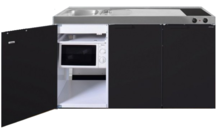 Keuken MKM 150 Zwart mat met losse magnetron en koelkast RAI-330