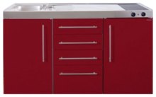 Keuken MPS4 150 Bordeauxrood met koelkast en 4 ladekasten RAI-9532