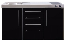 Keuken MPS4 150 Zwart metalic met koelkast en 4 ladekasten RAI-9538