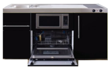 Keuken MPGSM 150 Zwart metalic met vaatwasser, koelkast en magnetron RAI-924