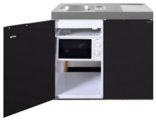 Keuken MKM 100 Zwart mat met koelkast en losse magnetron RAI-9575