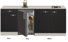 Keuken Kitchenette Faro Antraciet 200cm met koelkast HRG-586
