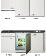 Keukenblok 170cm met inbouw koelkast, kookplaat en afzuigkap RAI-004