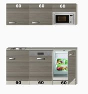 Keuken Kitchenette 180cm incl inbouw koelkast en combi magnetron en vaatwasser RAI-3030