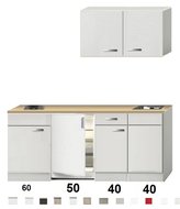 Keuken Kitchenette 190cm Wit Hoogglans incl. koelkast zonder afzuigkap HRF-4602