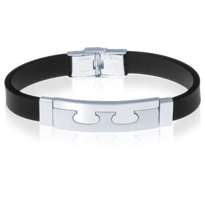 LGT JWLS Siliconen heren armband RVS Element Zwart Zilver