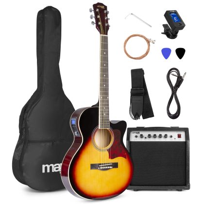 MAX ShowKit elektrisch akoestische gitaarset 4/4 - Met 40W versterker