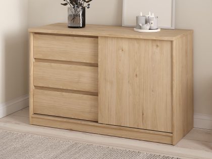 Mobistoxx Commode NARIBA 1 deur 3 lades jackson eik