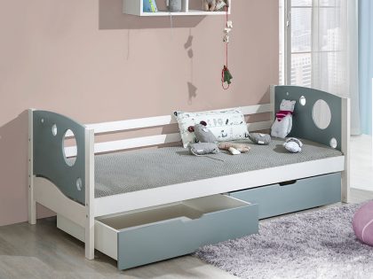 Mobistoxx Kinderbed KIWI 80x190 cm witte pijnboom/grijs