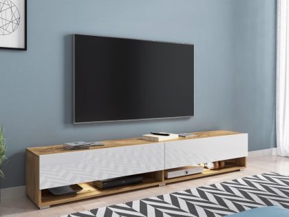 Mobistoxx TV-meubel ACAPULCO 2 klapdeuren 180 cm wotan eik/hoogglans wit
