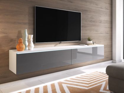 Mobistoxx TV-meubel DUBAI 2 klapdeuren 180 cm wit/hoogglans grijs