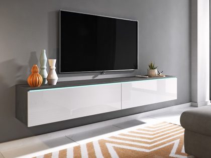 Mobistoxx TV-meubel DUBAI 2 klapdeuren 180 cm matera/hoogglans wit
