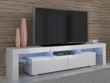 Mobistoxx Tv-meubel BULLY 2 deuren wit/hoogglans wit met led